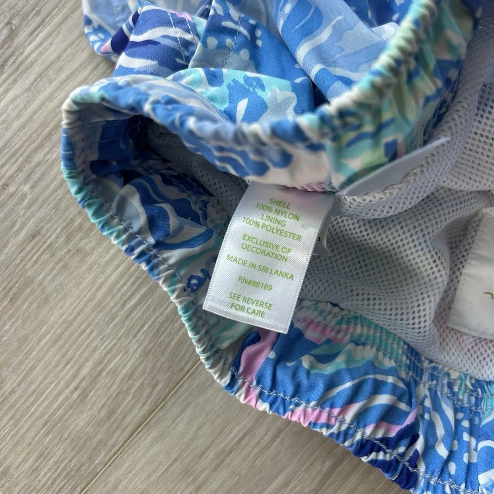 Lilly Pulitzer Small Capri Trunk Ocean‎ View Saltwater View Blue Shade Stretch